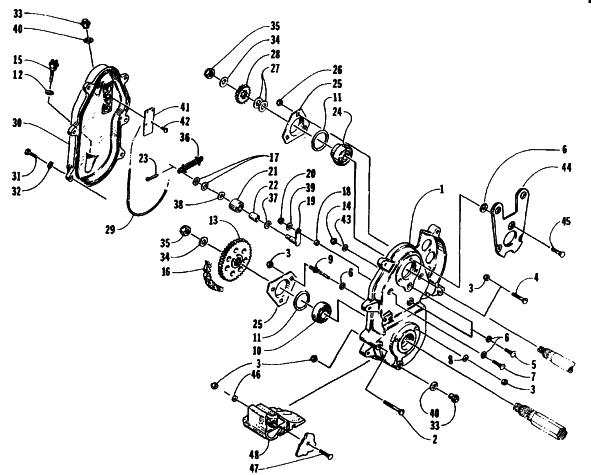 Parts Diagram for Arctic Cat 1995 ZRT 600 SNOWMOBILE DRIVE/DROPCASE ASSEMBLY