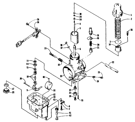 Parts Diagram for Arctic Cat 1995 ZRT 800 SNOWMOBILE CARBURETOR