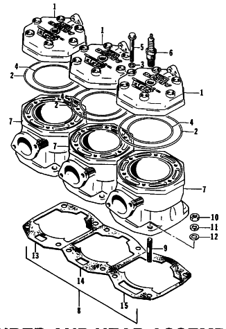 Parts Diagram for Arctic Cat 1995 ZRT 800 SNOWMOBILE CYLINDER AND HEAD ASSEMBLY