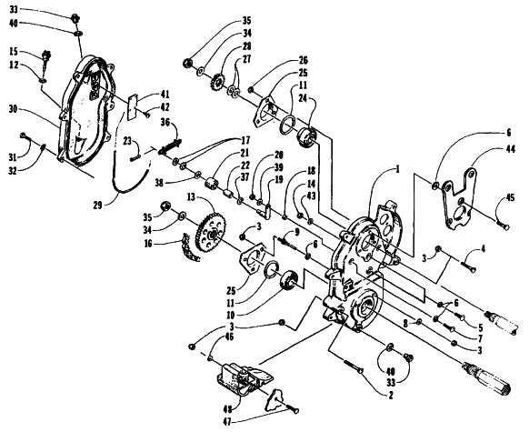Parts Diagram for Arctic Cat 1995 ZRT 800 SNOWMOBILE DRIVE/DROPCASE ASSEMBLY