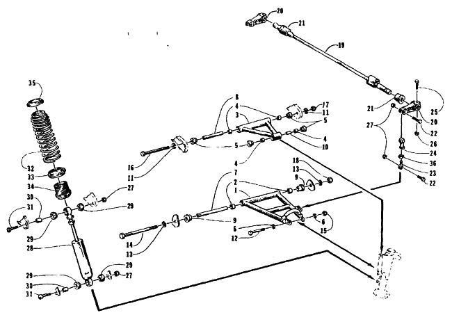 Parts Diagram for Arctic Cat 1995 ZR 580 SNOWMOBILE FRONT SUSPENSION AND SHOCK ABSORBER