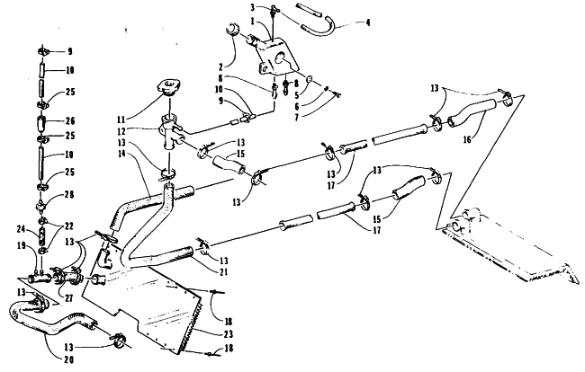 Parts Diagram for Arctic Cat 1995 ZR 580 SNOWMOBILE COOLING ASSEMBLY