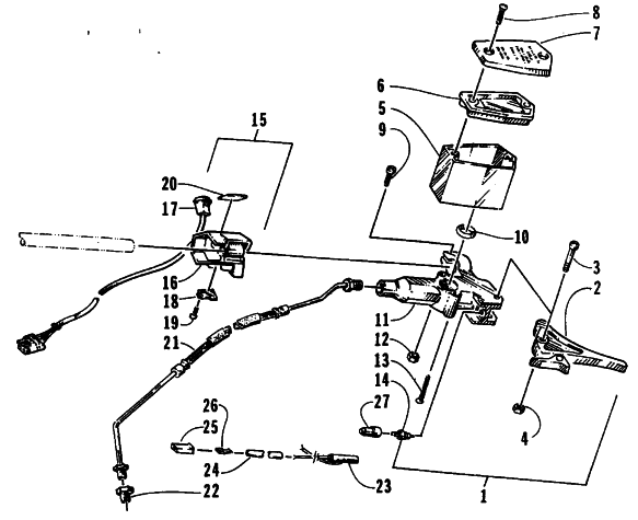 Parts Diagram for Arctic Cat 1995 ZR 580 SNOWMOBILE HYDRAULIC BRAKE CONTROL ASSEMBLY