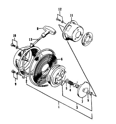 Parts Diagram for Arctic Cat 1996 KITTY CAT SNOWMOBILE RECOIL STARTER