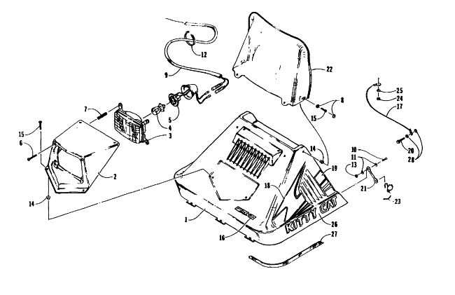 Parts Diagram for Arctic Cat 1996 KITTY CAT SNOWMOBILE HOOD ASSEMBLY