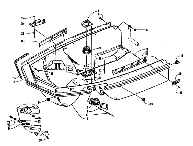 Parts Diagram for Arctic Cat 1996 PANTHER LC SNOWMOBILE BELLY PAN ASSEMBLY