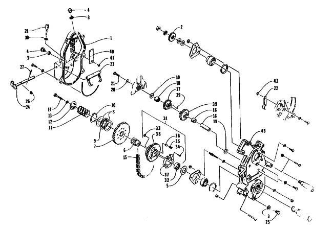 Parts Diagram for Arctic Cat 1996 PANTHER LC SNOWMOBILE DRIVE/REVERSE DROPCASE ASSEMBLY