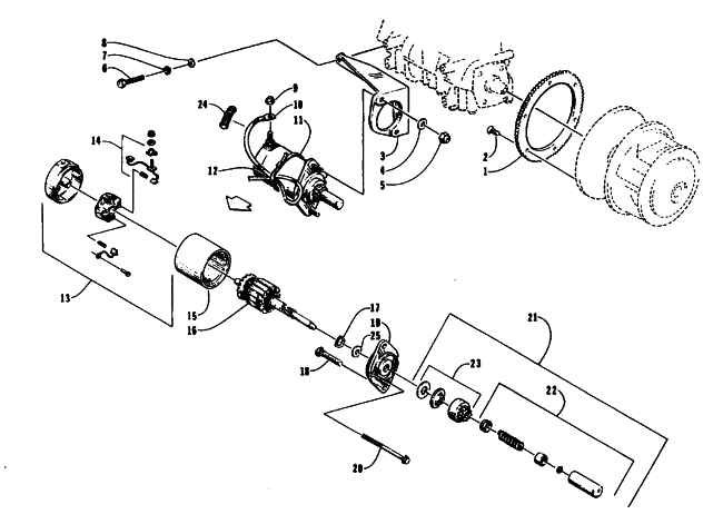 Parts Diagram for Arctic Cat 1996 PANTHER LC SNOWMOBILE ELECTRIC START - STARTER MOTOR