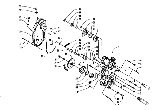 Parts Diagram for Arctic Cat 1996 COUGAR MOUNTAIN CAT SNOWMOBILE DRIVE/DROPCASE ASSEMBLY