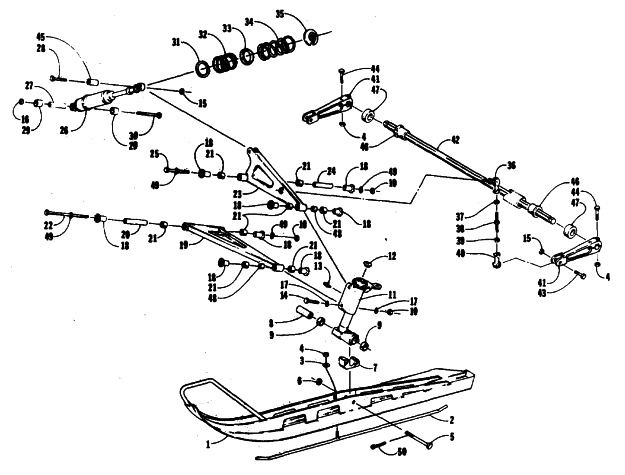 Parts Diagram for Arctic Cat 1988 COUGAR (500 F/C) SNOWMOBILE SKI & FRONT SUSPENSION
