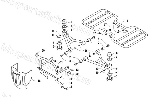 A-ARM, FLOOR PANEL, AND BUMPER ASSEMBLY diagram