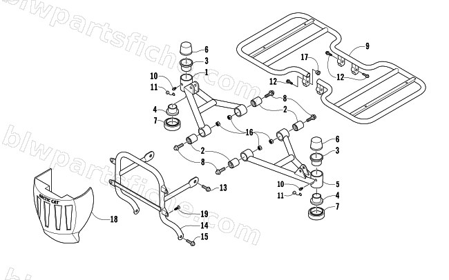 A-ARM, FLOOR PANEL, AND BUMPER ASSEMBLY diagram