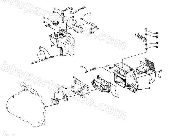 AIR SILENCER AND OIL TANK diagram