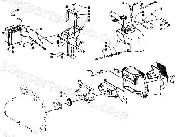 AIR SILENCER AND OIL TANK diagram