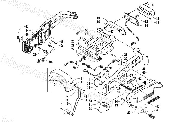 BACKREST, RACK, AND TAILLIGHT ASSEMBLY diagram