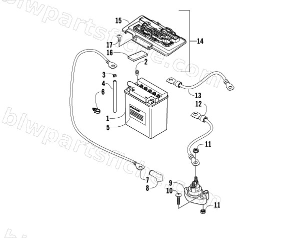 BATTERY AND SOLENOID ASSEMBLY diagram