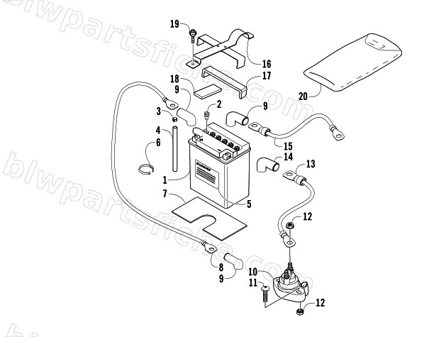 BATTERY AND SOLENOID ASSEMBLY diagram