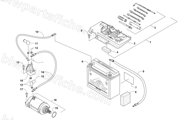 BATTERY AND STARTER ASSEMBLY diagram