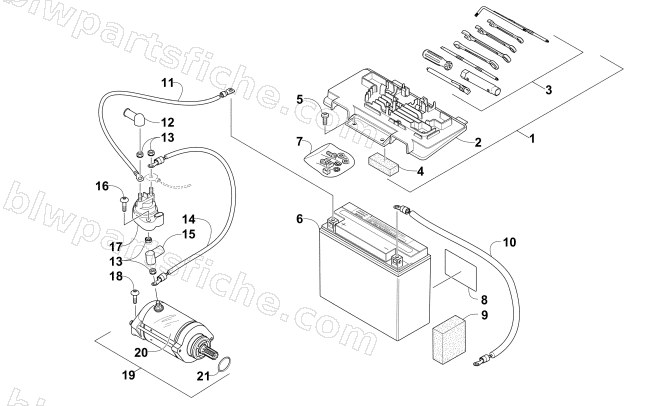 BATTERY AND STARTER ASSEMBLY diagram