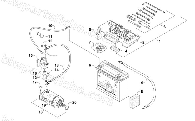 BATTERY AND STARTER ASSEMBLY diagram