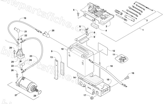 BATTERY AND STARTER ASSEMBLY diagram
