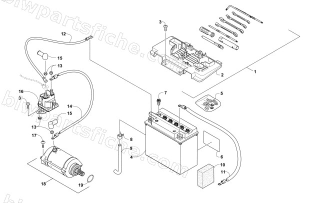 BATTERY AND STARTER ASSEMBLY diagram