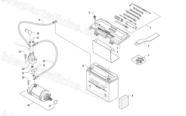 BATTERY AND STARTER ASSEMBLY diagram