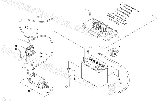 BATTERY AND STARTER ASSEMBLY diagram