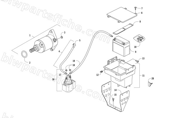 BATTERY AND STARTER ASSEMBLY diagram