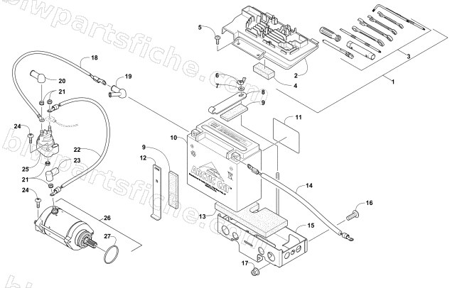 BATTERY AND STARTER ASSEMBLY diagram