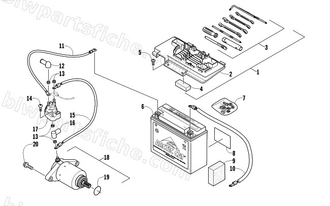 BATTERY AND STARTER ASSEMBLY diagram
