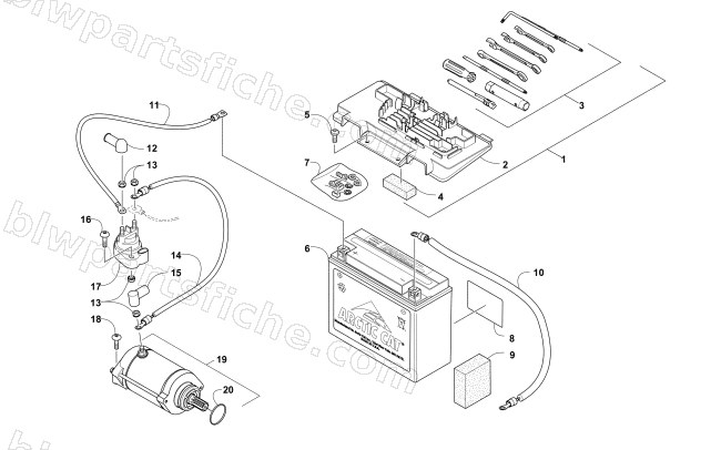 BATTERY AND STARTER ASSEMBLY diagram