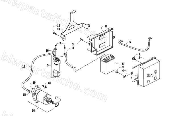 BATTERY AND STARTER ASSEMBLY diagram