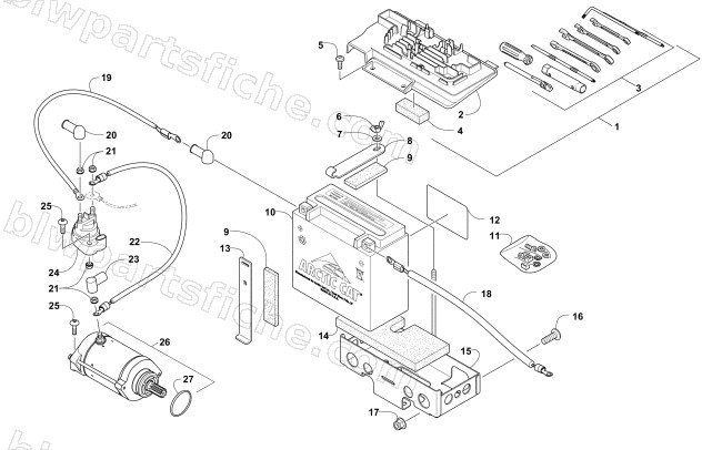 BATTERY AND STARTER ASSEMBLY diagram