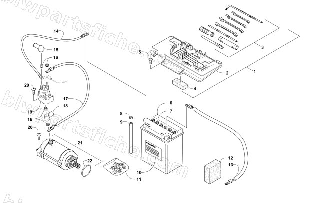 BATTERY AND STARTER ASSEMBLY diagram