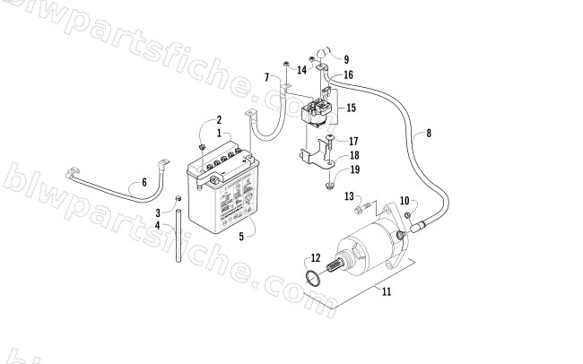 BATTERY AND STARTER ASSEMBLY diagram