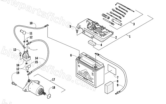 BATTERY AND STARTER ASSEMBLY diagram