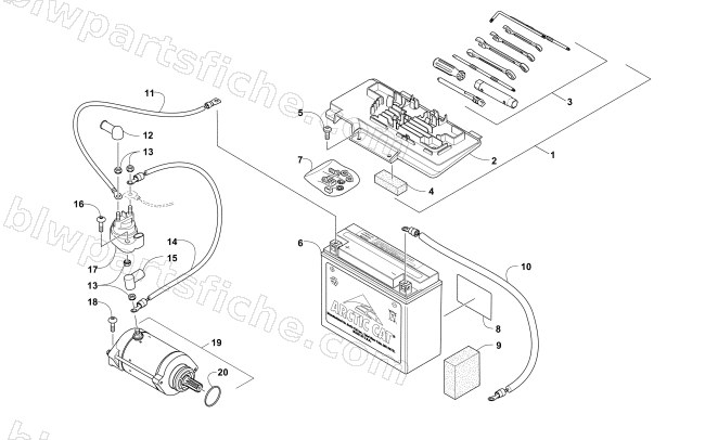 BATTERY AND STARTER ASSEMBLY diagram