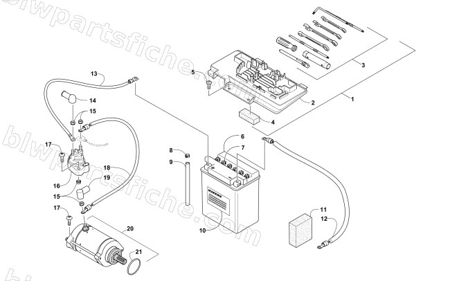 BATTERY AND STARTER ASSEMBLY diagram