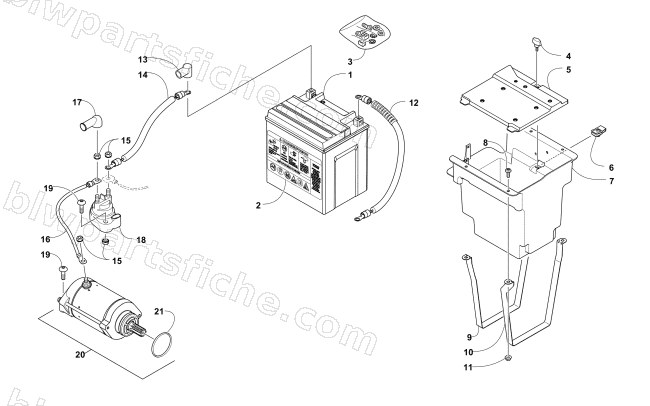 BATTERY AND STARTER MOTOR ASSEMBLY diagram