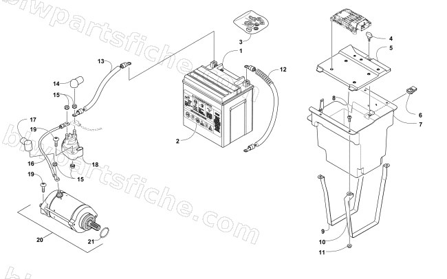 BATTERY AND STARTER MOTOR ASSEMBLY diagram