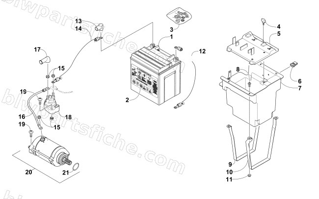 BATTERY AND STARTER MOTOR ASSEMBLY diagram