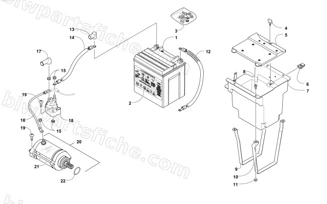 BATTERY AND STARTER MOTOR ASSEMBLY diagram