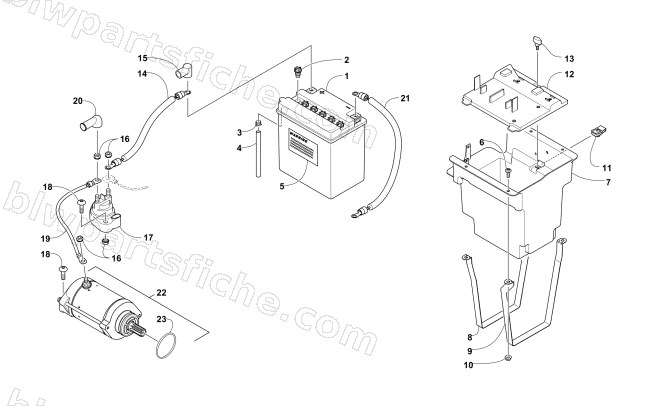 BATTERY AND STARTER MOTOR ASSEMBLY diagram