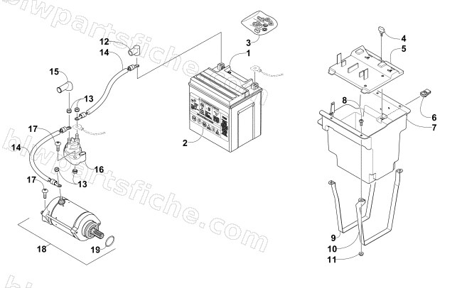 BATTERY AND STARTER MOTOR ASSEMBLY diagram