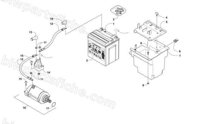 BATTERY AND STARTER MOTOR ASSEMBLY diagram