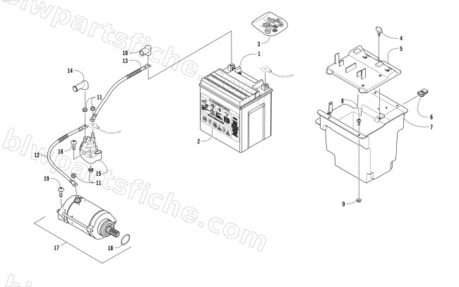 BATTERY AND STARTER MOTOR ASSEMBLY diagram