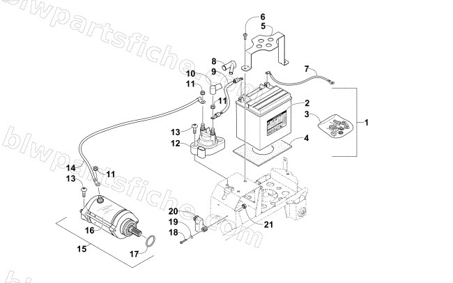 BATTERY AND STARTER MOTOR ASSEMBLY diagram