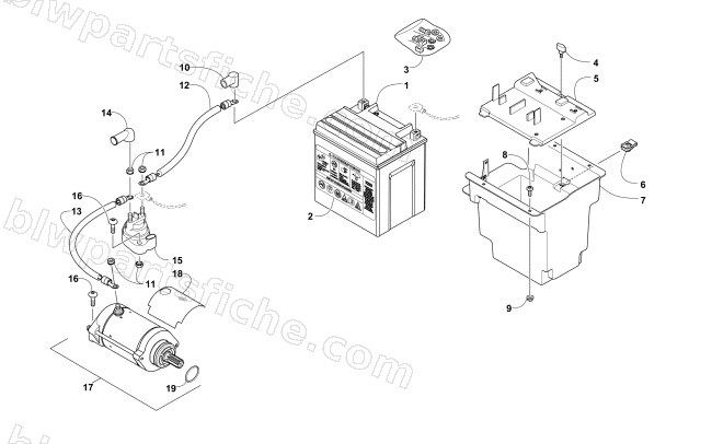 BATTERY AND STARTER MOTOR ASSEMBLY diagram