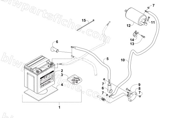 BATTERY AND STARTER MOTOR ASSEMBLY diagram